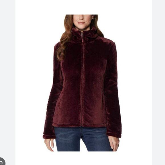 32 Degrees Heat Women's Plush Faux Fur Full Zip Jacket, Bourgogne - Small - Picture 1 of 8